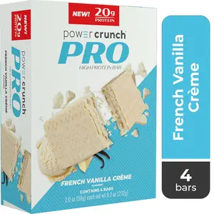 Power Crunch PRO Protein Energy Bar French Vanilla Creme, 20g Protein, 2 oz, 4 Count