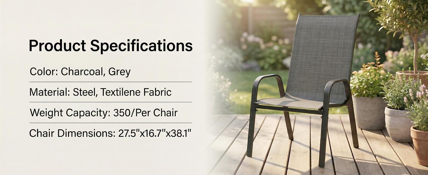 SOLVYA Set of 2/4/6 Stackable Patio Chairs, Bistro Chairs Set, All Weather Metal Outdoor Patio Chairs, Rocker Chairs for Backyard, Poolside, Garden, Balcony(Brown/Grey) SOLVYA Set of 2/4/6 Stackable Patio Chairs, Bistro Chairs Set, All Weather Metal Outdoor Patio Chairs, Rocker Chairs for Backyard, Poolside, Garden, Balcony(Brown/Grey)