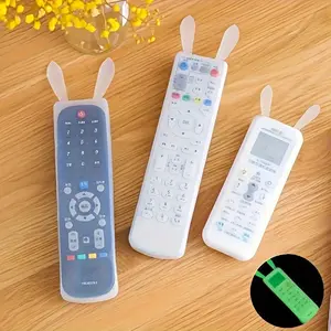 Silicone Remote Control Cover, Rabbit Ear Design Dustproof Protector, Durable Silicone Material, Suitable for TV & Air Conditioner Remotes