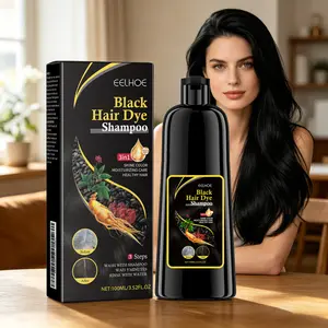 3 in 1 Hair Dye Shampoo Natural Herbal Ingredients Contains Ginseng Extract Black Hairdye Can Cover Gray Hairs Long Lasting Semi-Permanent Natural Color