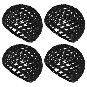 4-Pack Lightweight Daily Durable Crochet Knit Snood Bonnets, Fitted Hair Cover Wrap for Curly Haircare, 20-22in Circumference Shower Bath Accessory (Ballet Serving Use)