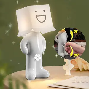 Creative Cartoon LED Desk Lamp, USB Rechargeable Table Lamp with Detachable Lampshade, Decorative Atmosphere Lights for Bedroom, Living Room, Cafe, Restaurant