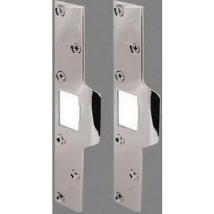 Maximum Security Latch Strike, Heavy-Duty Steel Construction, 1-1/4 in.x 7-7/8 in.Chrome Plated, Single Pack or Pack of 2, Reusable Durable Metal Strike Plate