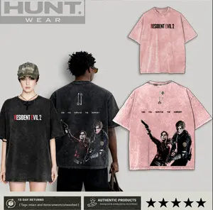 Resident Evil 2 "Leon and Claire" Couple Washed Tshirt, unisex heavyweight cotton t-shirt washed Casual Menswear, Enlist Resist washed T-Shirt, Game Inspired Streetwear tee unisex heavyweight cotton t-shirt, gift for him, boyfriend chirstmax