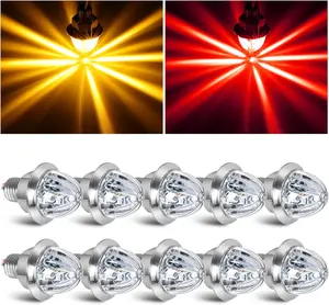 10PCS Mini Watermelon Lights, 3/4 Inch Dual Revolution Amber Turn Signal Marker to Red Auxiliary LED Watermelon Light, IP65 Waterproof Side Clearance Tail Griller Lights, for 12V Trailers Trucks RV