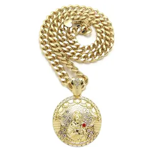 ICED SANTA BARBARA PENDANT & 10mm 18" 20" 24" 30" CUBAN CHAIN HIP HOP NECKLACE JEWELRY