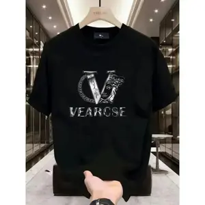 men's stylish pure cotton round-neck casual printed T-shirt, suitable for both men and women, perfect for fashionable and relaxed summer outfits.