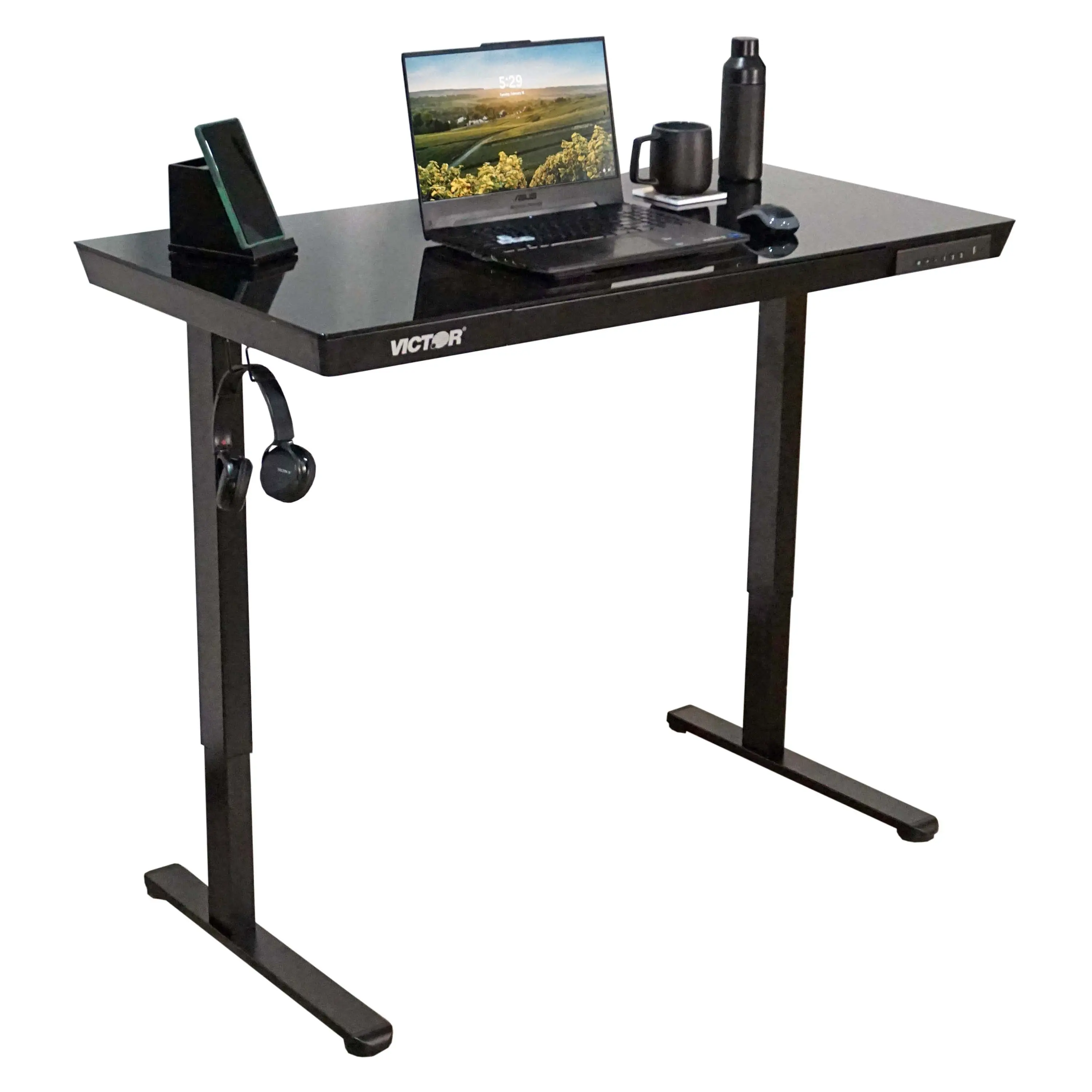 VICTOR® Electric Glass Topped Standing Desk