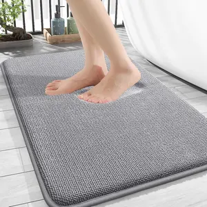 Thick Memory Foam Bath Mat Rug 30"x20" - Extra Soft Absorbent Bathroom Rugs, Quick Dry Bath Mats, Non-Slip, Machine Washable Carpet for Bathroom, Tub and Shower, Home Decor Accessories, Grey