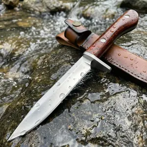 1PC, high hardness outdoor knife, fixed blade knife, integrated keel structure, sharp and durable, solid wood handle, comfortable grip, equipped with high-quality knife cover, suitable for outdoor and kitchen household use, holiday gift