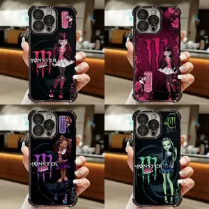 Monster High Energy Doll Phone Case for iPhone 17 16 15 14 Pro Max Plus | Cute Gothic Aesthetic Pink Purple Black Clear Silicone Shockproof Cover
