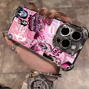 Pink Ghost Scream Printed Phone CaseSuitable for iPhone 16/15/14/13/12/11 Pro Max Plus  anti drop soft case phone case 021 Protector Screen Protector Protection Cover Protective Casing Shockproof Smartphone Blooming Pattern Mobile Case Cellphone