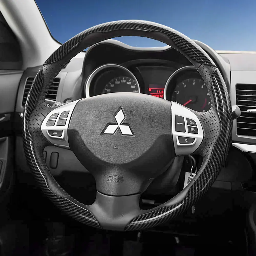 For Mitsubishi Segmented Carbon Fiber Steering Wheel Cover, Automotive, Car Accessories, Non-Slip Grip Quick-Install Design All-Season Compatibility For Triton/L200/Outlander/Xpander/Pajero Sport/ASX/RVR/Xforce/Eclipse Cross