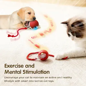 New Auto-Moving Smart Interactive Pet Rolling Ball, Charge 30min Wearproof Indoor Boredom Relief Exercise Aid Toy for Dogs & Cats, Blue Cat Teaser