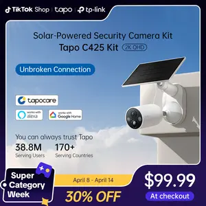 TP-Link & Tapo C425 Kit - 2K QHD Solar-Powered Outdoor Security Camera Kit with 150° Super-Wide FOV, Free AI Person/Motion/Vehicle/Pet Detection, SD/Cloud Storage, Starlight Color Night Vision