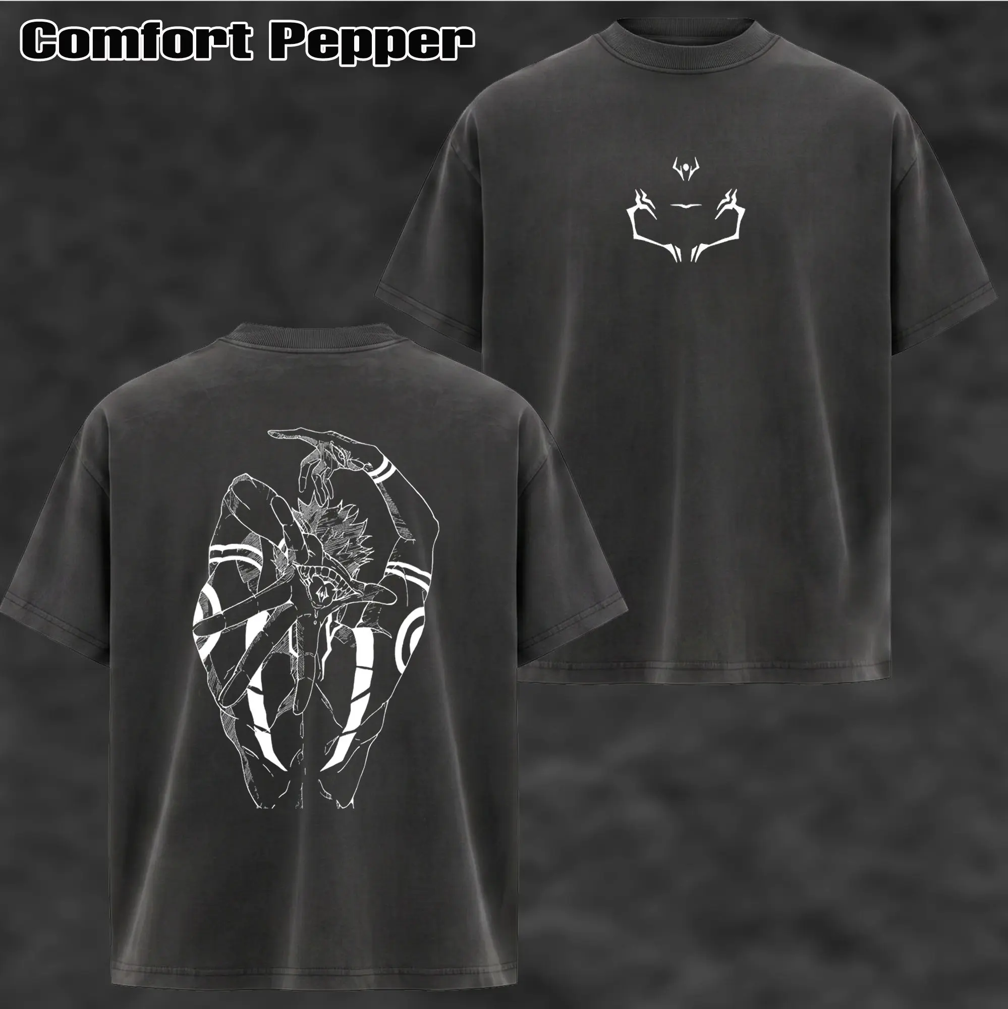 Ryomen Sukuna Jujutsu Kaisen Anime Washed Tee - Unisex T-shirt - Unisex Hoodie, Double Printed Retro Unisex Streetwear Graphic Top, Japanese Anime Merch, Gift For JJK Fans
