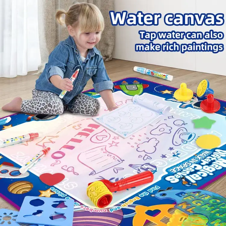 Unisex Toddler Water Drawing Mat - 32"x24" Mess-Free Instant-Drying Creativity Toy, Foldable Arts & Crafts Educational Tool, Easy Storage, Daycare/Christmas Gift for 3-5 Years Girl