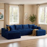 135" Blue U Shaped with 2*Chaise