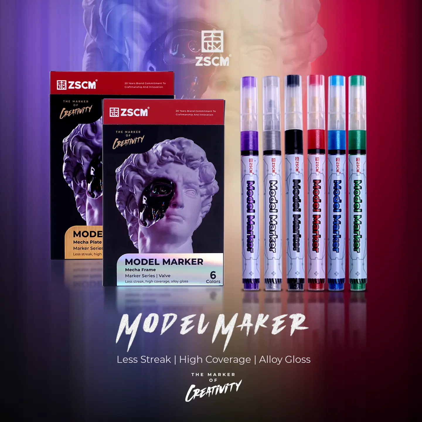 ZSCM 3D Printing  Metallic Art Pen Marker - 6-Color Cyber Alloy & Industry Ray Colored Markers Set for 3D Printing Enthusiasts, Office Supplies with Self-Leveling Tech & Shining Finish，3d printed stuff，functional prints， 3D Printing Supplies