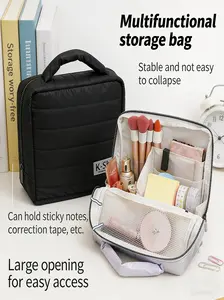 Large Capacity Partition Storage Bag, Stationery Pouch, Makeup Bag, Cosmetic Pouch, Cosmetics Organizer, Simple Down Jacket Style, Dry-Wet Separation, Essential Travel Organizer