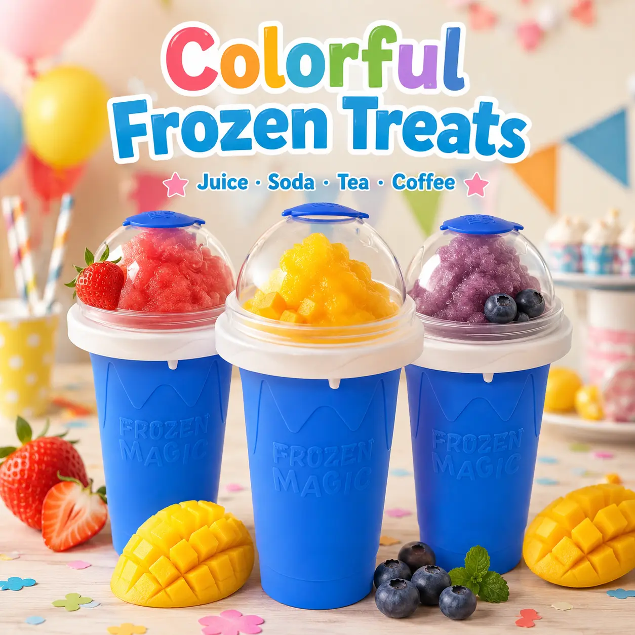 DealsForYouDays Slushie Maker Cup, Frozen Magic Squeeze Cup with Lid & Straw, silicone Slushy Cup for DIY Smoothies,Quick Frozen Summer Treats for Kids & Family,Sugary drinks are needed to make smoothies