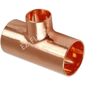 (4-PK) EZ-FLUID Plumbing 3/4" x 3/4" x 1/2" C X C X C Copper Reducing Tee,LF Pressure Reducer Tee Fittings with Sweat Solder Connection for Residential,Commercial Pipe