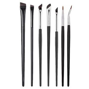 7pcs Precision Eye Makeup Brush Set, Including Sickle-Shaped, Angled Eyeliner Brushes & Brow Brush, Travel-Friendly, Great for Holiday Gifts