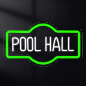Neon Pool Hall Sign, USB Powered Adjustable LED Light, Wall Decor Snooker LED Sign, Home Bar Game Room Party Lamp, Retro Atmosphere