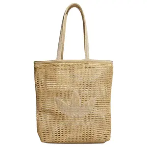 Adidas Originals Knitted Tote Bag with Three-Stripe Logo for Women in Oatmeal Color