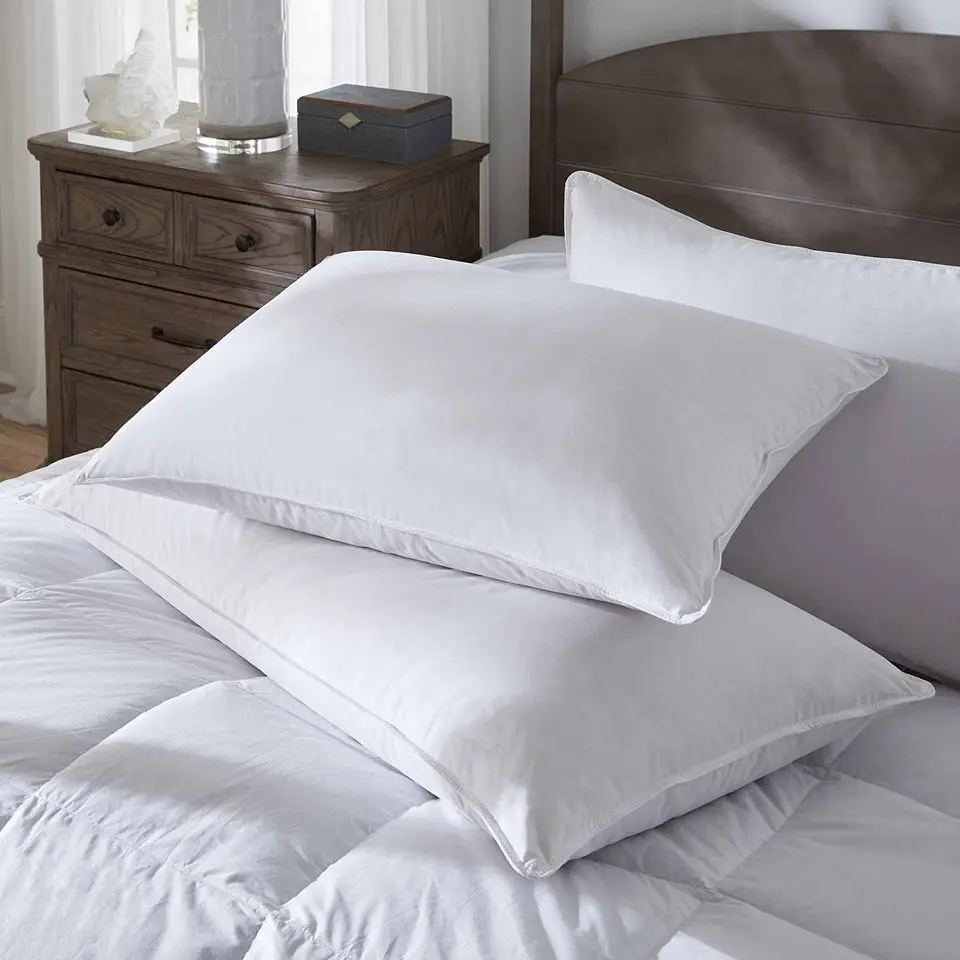 Restful Nights DownAround Feather Pillow | Soft Hotel Quality Bed Pillow with Organic Cotton Cover | Hypoallergenic for Side & Back Sleepers | Standard/Queen & King