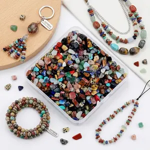 Natural Chip Stone Beads Multicolor 5-8mm Irregular Gemstones Healing Crystal Loose Rocks Bead Hole Drilled DIY for Bracelet Jewelry Making Crafting (5-8mm, Multicolor)