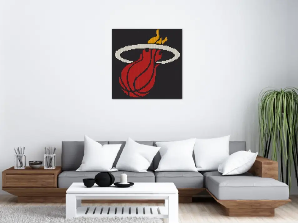 Basketball Miami Heat Brick Building Kit 2500+ Pieces DIY Brick By Number