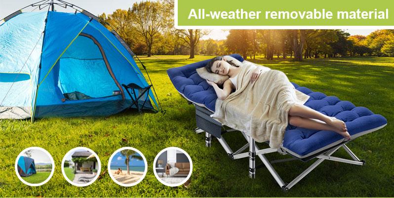 Folding bed outdoor, Folding CampingCots for Adults, Double Layer 1200D900lb Loading Cot for Sleeping,Heavy Duty Guest Bed with MattressCarrying Bag Home Camping, foldingportable camping bed