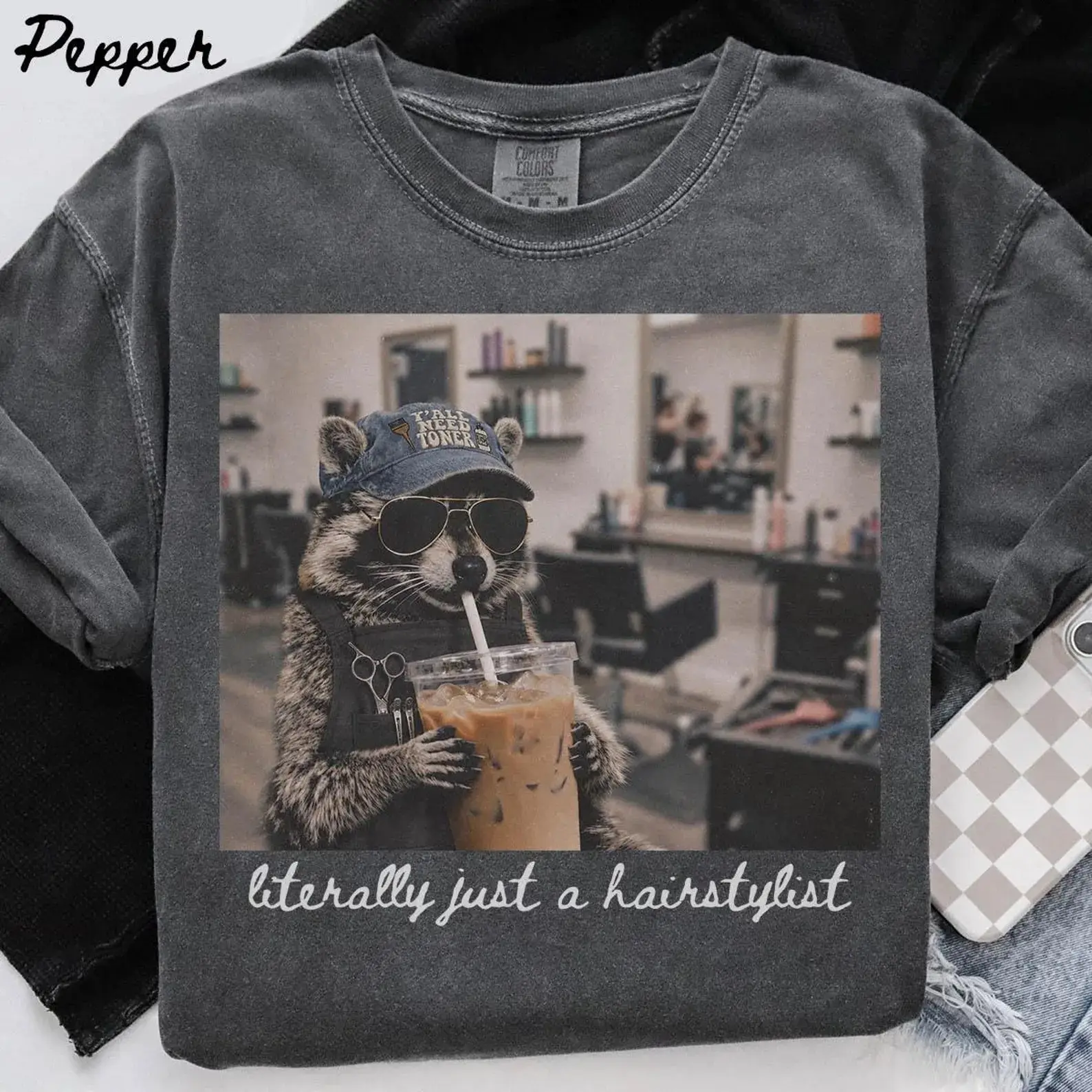 Hairstylist Raccoon Shirt, Hair Stylist Graduation Gifts, Funny Cosmetology Tshirt, Hairdresser Team Tee, Women