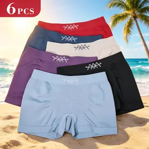 6-Pack Men's Solid Color Underwear Annual Stock-Up Set Breathable Boxer Briefs Moisture-Wicking Lightweight for All-Day Comfort Plain,The size runs small, so we recommend ordering one size up.