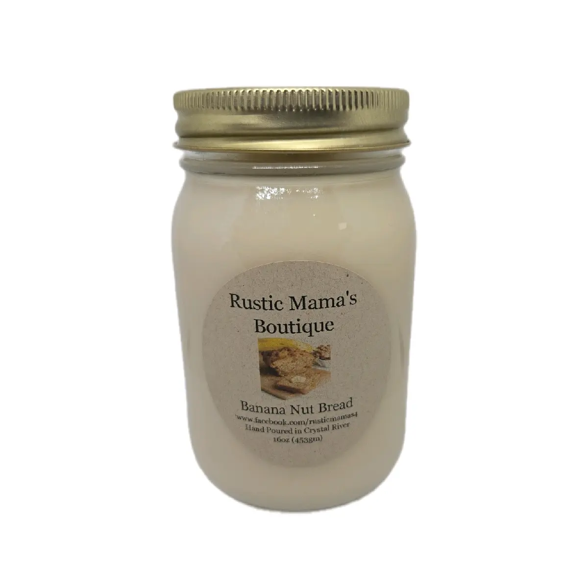 Rustic Mama's 16oz  Banana Nut Bread Candle, 100% Soy Wax,  Home Decor Decoration Item Scent Homemade Household