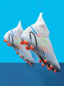 Sporty Men's All Over Print High-Top Lace-Up Football Boots, Breathable Non-Slip Spiked Football Shoes, Professional Soccer Shoes for Outdoor Training, Football Field Boots, Sports Football Shoes