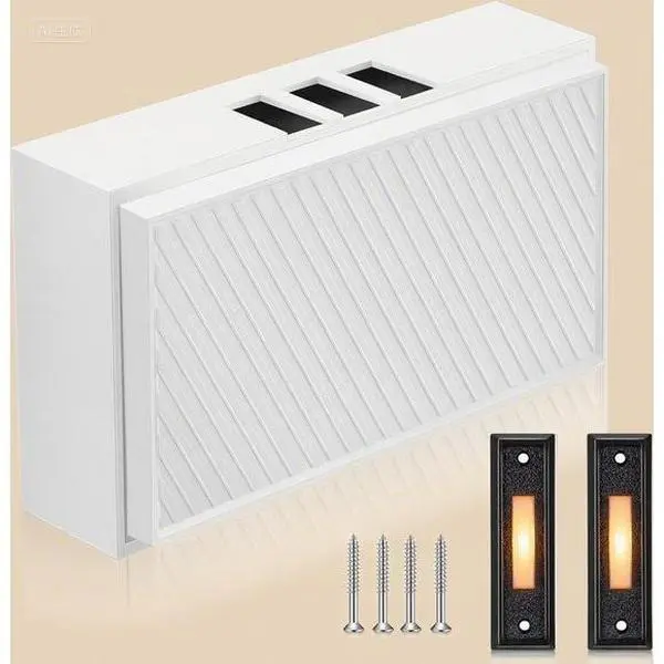 2-Tone Illuminated Doorbell Kit with 16V 10VA Transformer, Front and Rear Push Buttons for Home Installation, Compatible with Multiple Brands, Waterproof and Durable Design (Black, White, Yellow) adjustable  door  hinge interior door, 2 Screws, Apartments