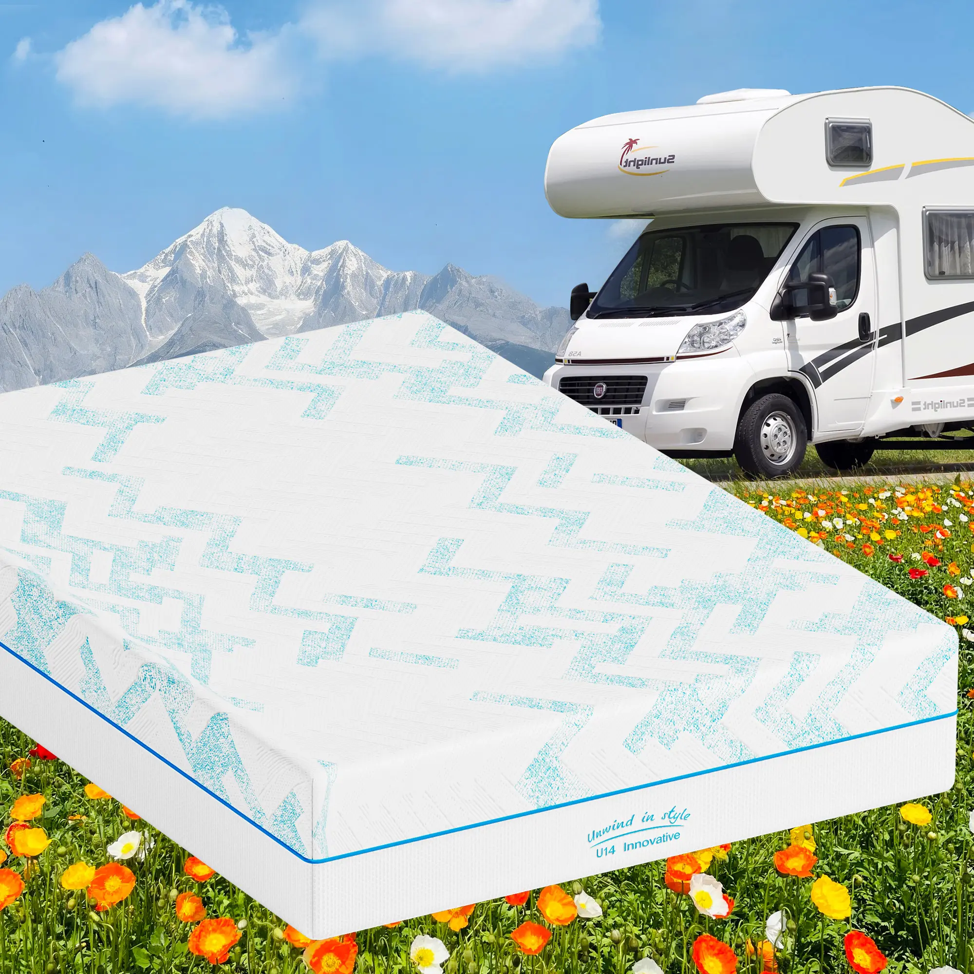 RV Latex Memory Foam Mattress with Cooling Gel, Breathable Cover, Medium Firm Support, Multiple Thickness Options, CertiPUR-US & Oeko-Tex Certified, Fiberglass Free, Easy Setup for Camper Trailer Motorhome