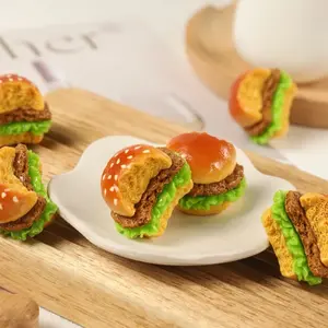 Realistic One Bite Burger Resin Charm 1pc Perfect for Keychain Charm DIY Craft Food Inspired Decorative Accessory
