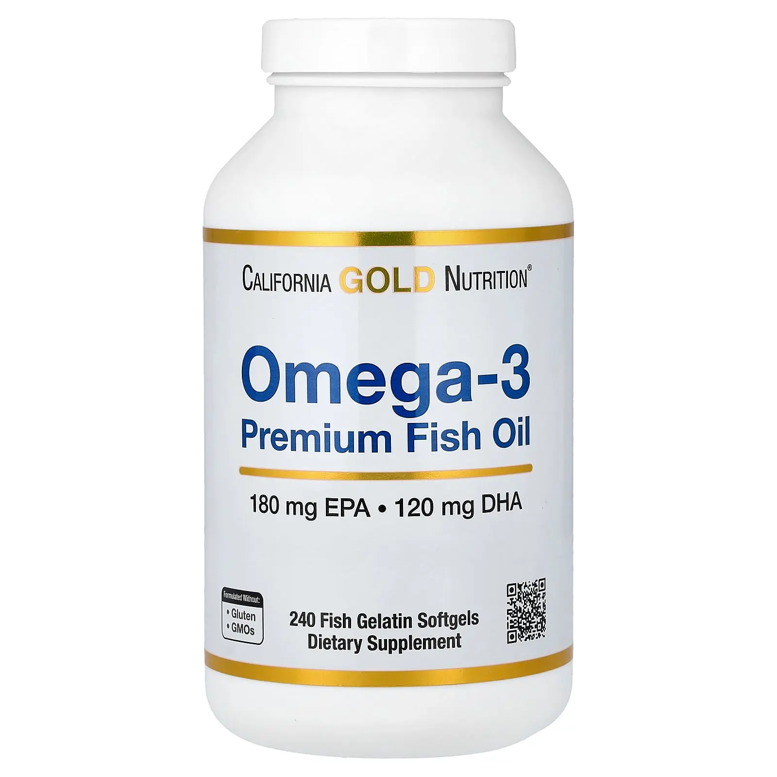 California Gold Nutrition Omega-3, Premium Fish Oil, 240 Fish Gelatin Softgels (1,100 mg per Softgel)