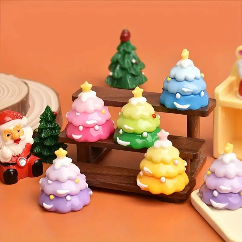 10pcs DIY Mini Resin Christmas Tree Model Ornaments, Perfect Jewelry Accessories, Ideal Gifts for Family and Friends, Holiday Decorations, Birthday Figurines, Handicrafts, Christmas Tree Desktop Decorations, Holiday Decoration Gifts