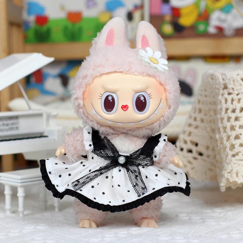 Labubu 17cm DIY Doll Making Clothes  Invisible Wings Princess, Heartbeat Macaron Labubu Soft Cuddly Gift Lifelike Newborn Reborn