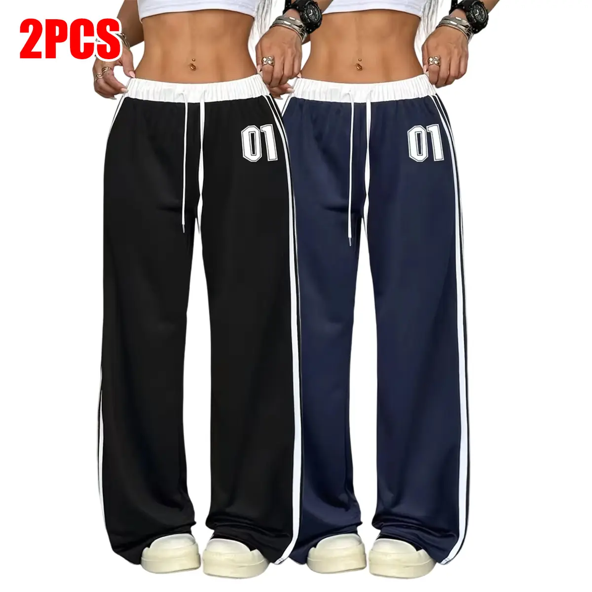 【JOGWAVE】Retro-Style Loose Sweatpants — Spring/Summer Edition with Digital Print, Contrast Waistband, Casual Street Style