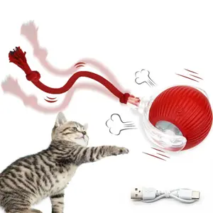 cat Interactive  Toy Ball Motion Activated Rechargeable Rolling Ball with Detachable Tail Automatic Self Moving Rotating Ball Indoor  Kitten Mental Stimulation Toy Smart Electric Pet Ball Anti Boredom Exercise Training Toy for Indoor Small Medium cat