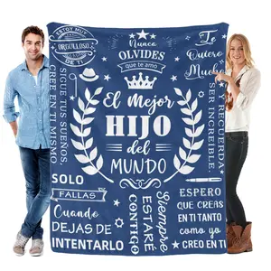 Regalo para un Hijo, Gifts for Son in Spanish, Regalo Cumpleaños/Graduación Hijo, Manta para Hijo de Mama Papa, Birthday Gifts for Son, Regalos para Hijo en Navidad Throw Blanket