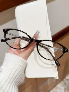 New Vintage Small Oval Frame Glasses, Stylish Glasses, Suitable for Students, Plain Style, Clear Flat Lenses, Fashion Transparent Eyewear