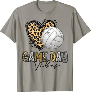 Bleached Volleyball Game Day Vibes Volleyball Mom Leopard T-Shirt