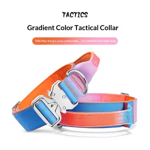 New Gradient Explosion-Proof Tactical Dog Collar with Handle Pet Collar Dog Leash