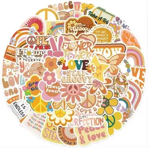 Bohemian Peace and Love Stickers, 25 Ct | Boho Hippie Sticker Decals | Waterproof Groovy Boho Stickers | Bohemian Sticker Decals